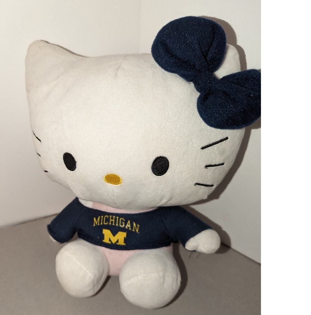 Vintage Hello Kitty Michigan Wolverines Plush Rare